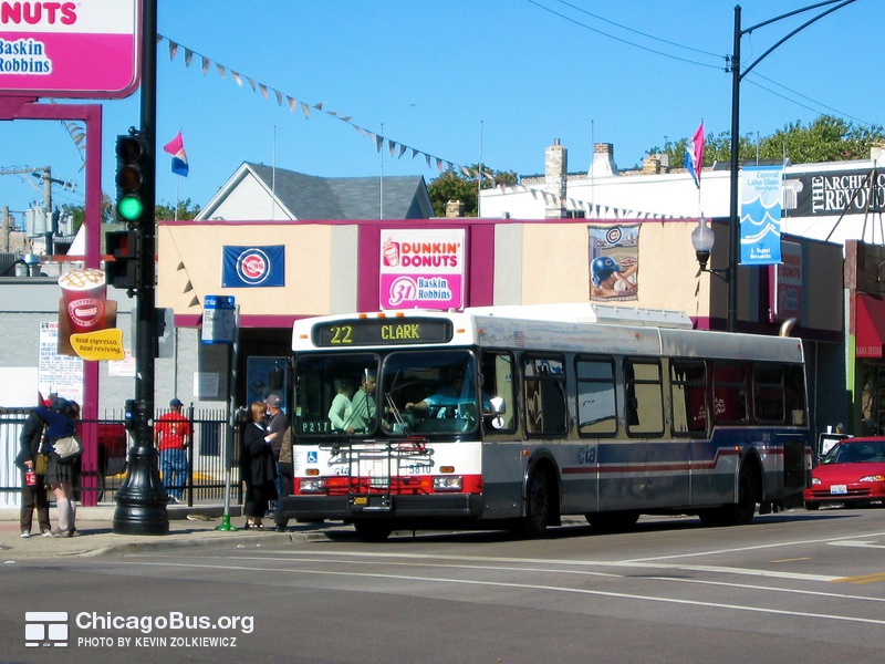 Bus #5810 at Clark and Belmont, working route #22 Clark, on October  2, 2004.