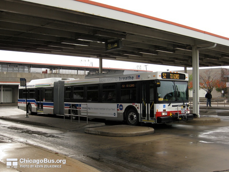 Bus #4008 at Kedzie Orange Line, working route #52 Kedzie/California, on November 14, 2008.