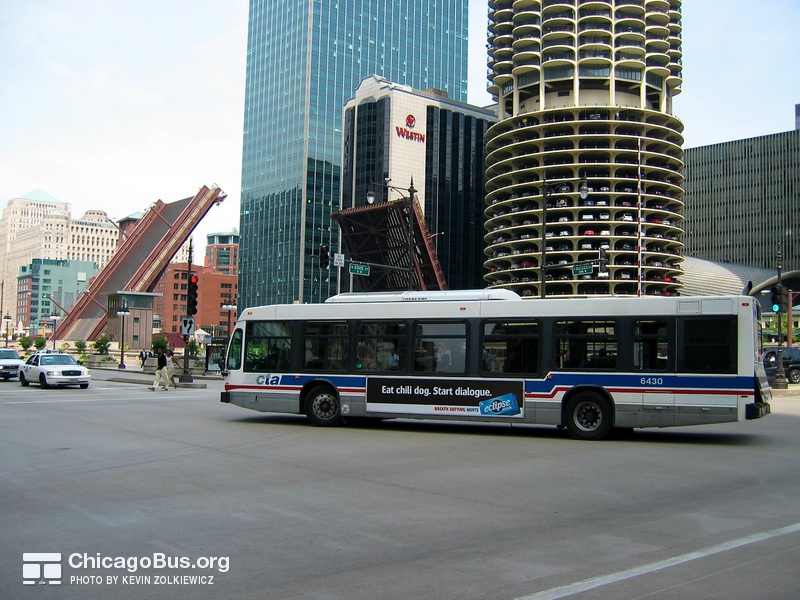 Bus #6430 at Wacker and State on July  9, 2004.