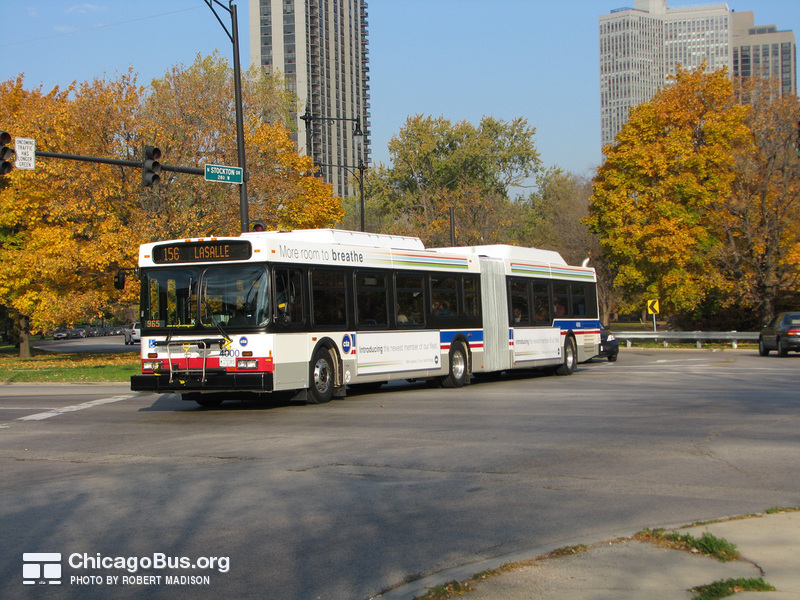Bus #4000 at Stockton and Fullerton, working route #156 LaSalle, on November  4, 2008.