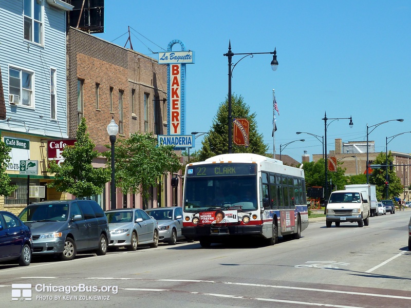 Bus #6472 at Clark and Edgewater, working route #22 Clark, on June 18, 2010.