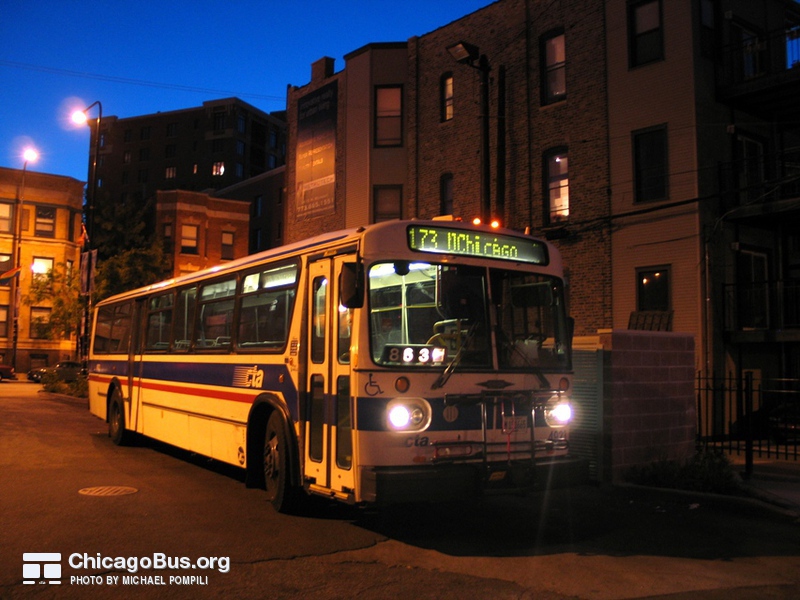 Bus #4923 (ex-Pace #2119) at Halsted and Belmont working route #173 University of Chicago/Lakeview Express on May 21, 2005.
