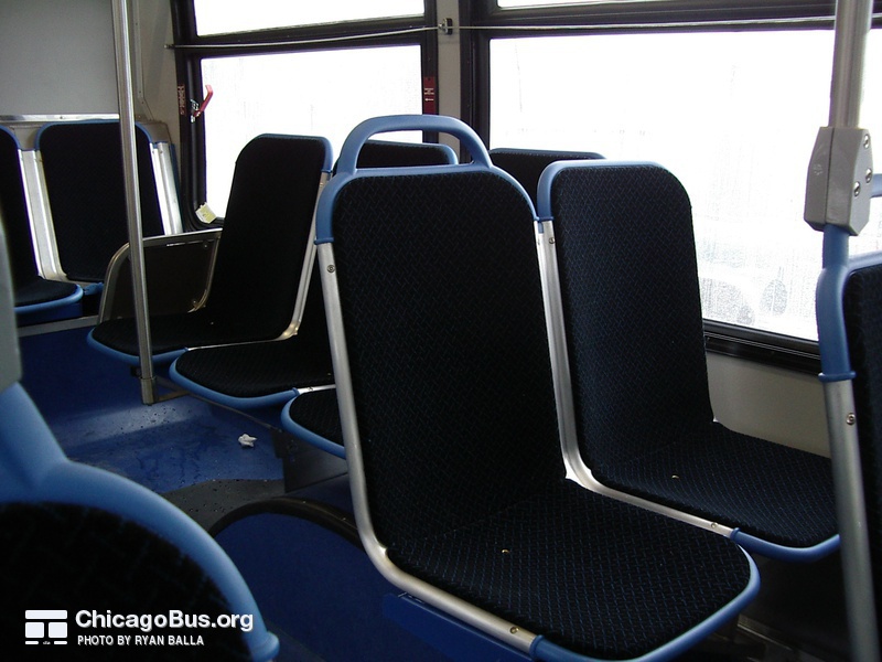 The interior of prototype bus #7800 on January 22, 2005. The bus featured "CitiPro" seats from Freedman Seating Company.
