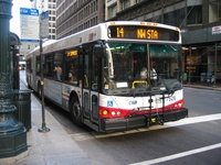 Bus #7526 at Madison and State, working route #14 Jeffery Express, on September  5, 2003.