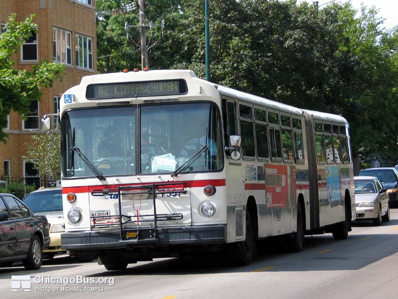 Bus #7367 at Kimball and Balmoral, working route #82 Kimball/Homan, on July 23, 2004.