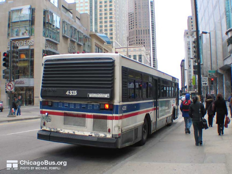 Bus #4335 at Michigan and Pearson on March 11, 2004.