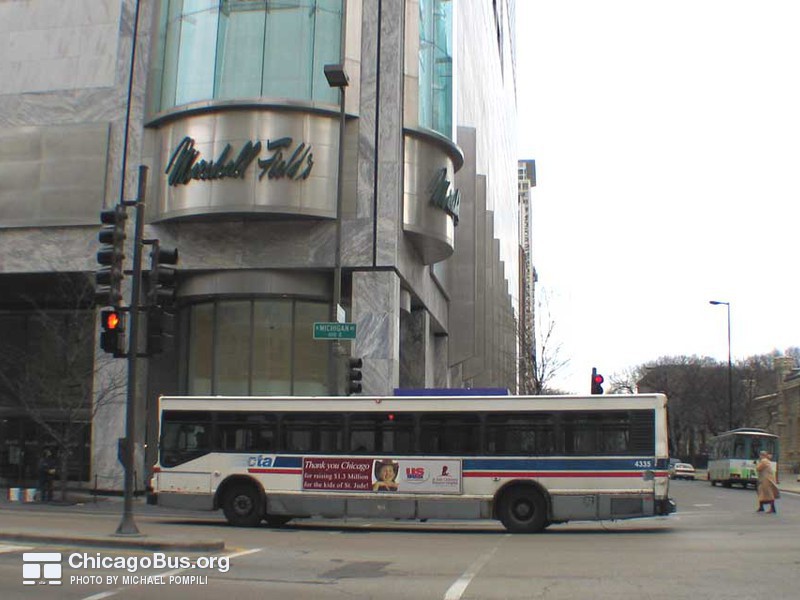 Bus #4335 at Michigan and Pearson on March 11, 2004.