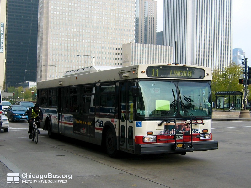 Bus #5859 at Michigan and Washington on November 17, 2003.