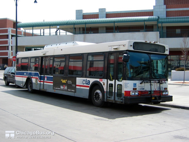 Bus #5805 at Howard Red Line Terminal on April 13, 2004.