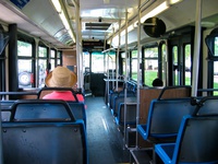 The interior of bus #5852, working route #201 Central/Ridge, on July  9, 2004.