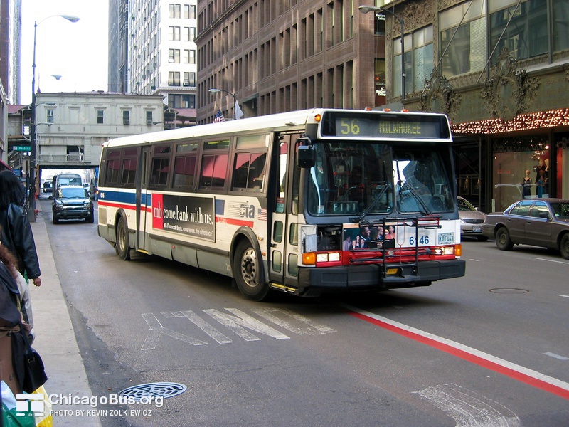 Bus #6146 at Madison and State, working route #56 Milwaukee, on February 28, 2004.