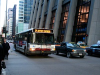 Bus #6085 at Madison and Clark, working route #14 Jeffery Express, on March 22, 2007.
