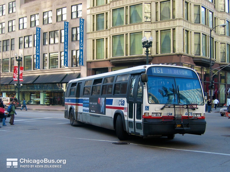 Bus #4476 at State and Washington, working route #151 Sheridan, on February 26, 2004.