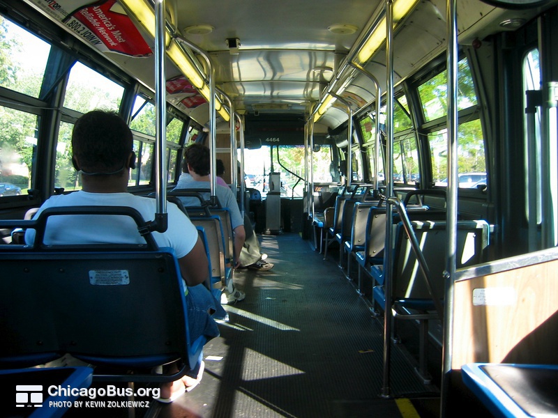 The interior of bus #4464, working route #201 Central/Ridge, on September 27, 2005.