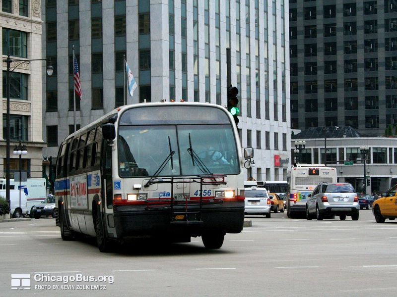 Bus #4756 at Wacker and Wabash, working route #2 Hyde Park Express, on August 21, 2007.