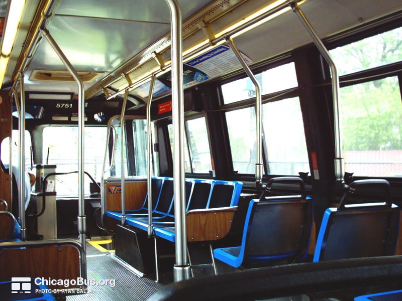 The interior of bus #5751, working route #53A South Pulaski, on May 20, 2004.