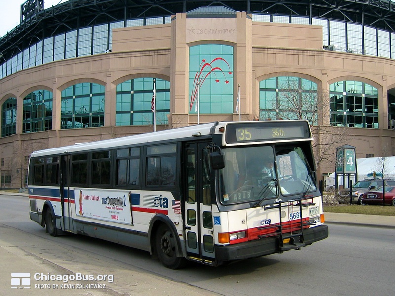 Bus #5688 at US Cellular Field, working route #35 31st/35th, on March 29, 2005.