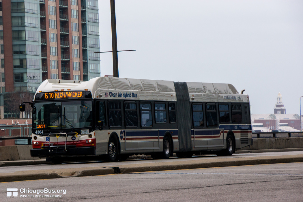 Bus #4304 at Wacker and Columbus, working route #6 Jackson Park Express, on December 19, 2012.