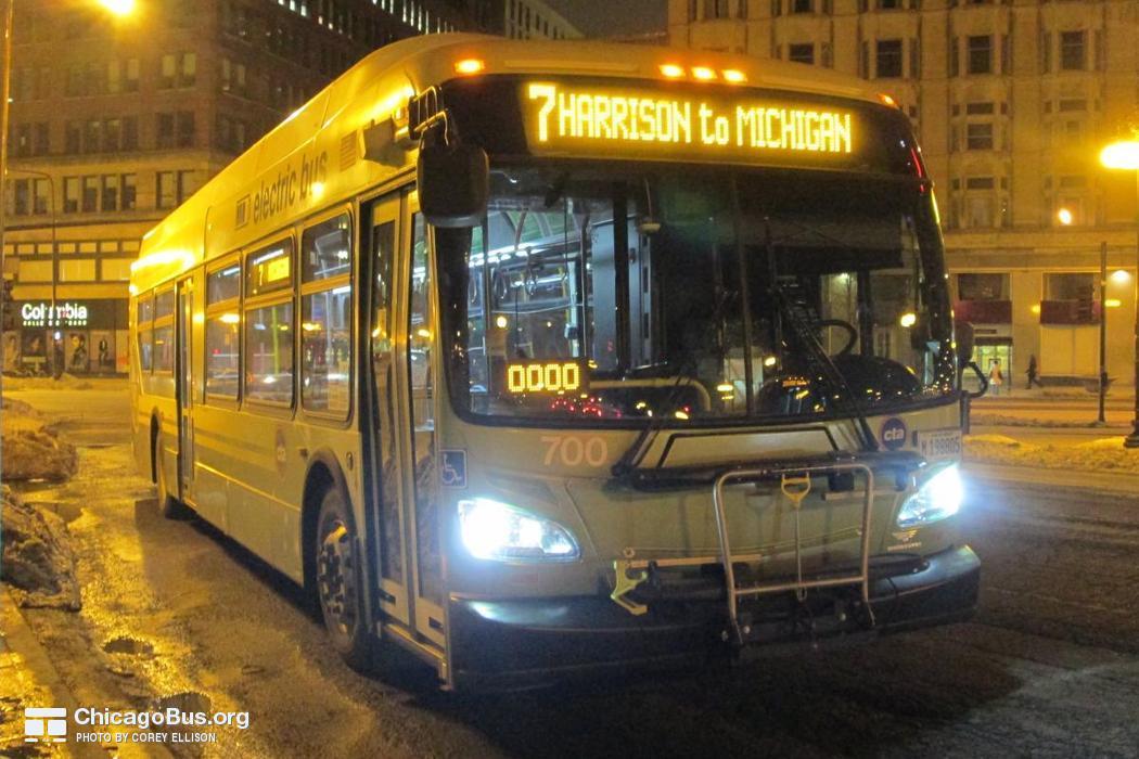 Bus #700 at Congress and Michigan, working route #7 Harrison, on February 11, 2015.
