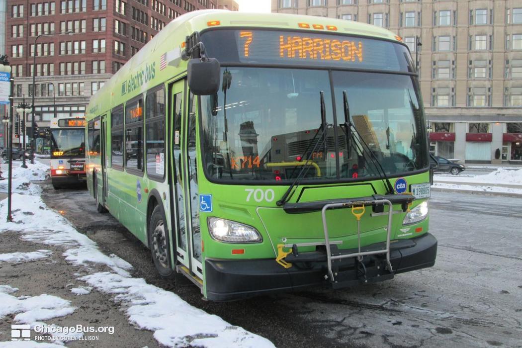 Bus #700 at Congress and Michigan, working route #7 Harrison, on February 16, 2015.