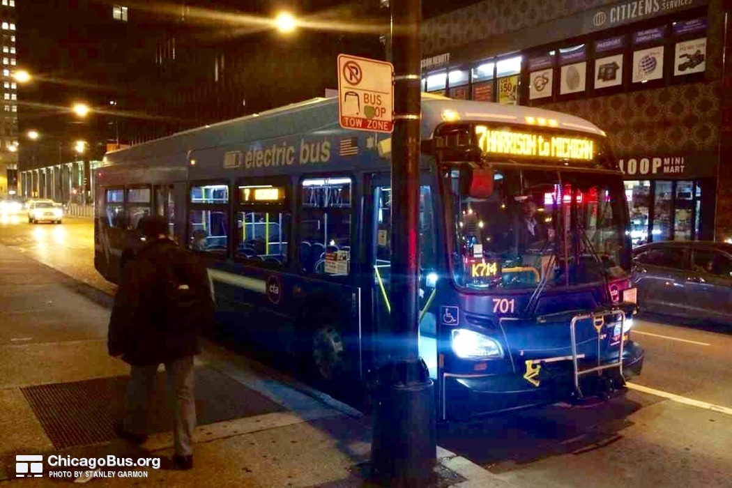 Bus #701 at Jackson and State, working route #7 Harrison, on October 29, 2014.