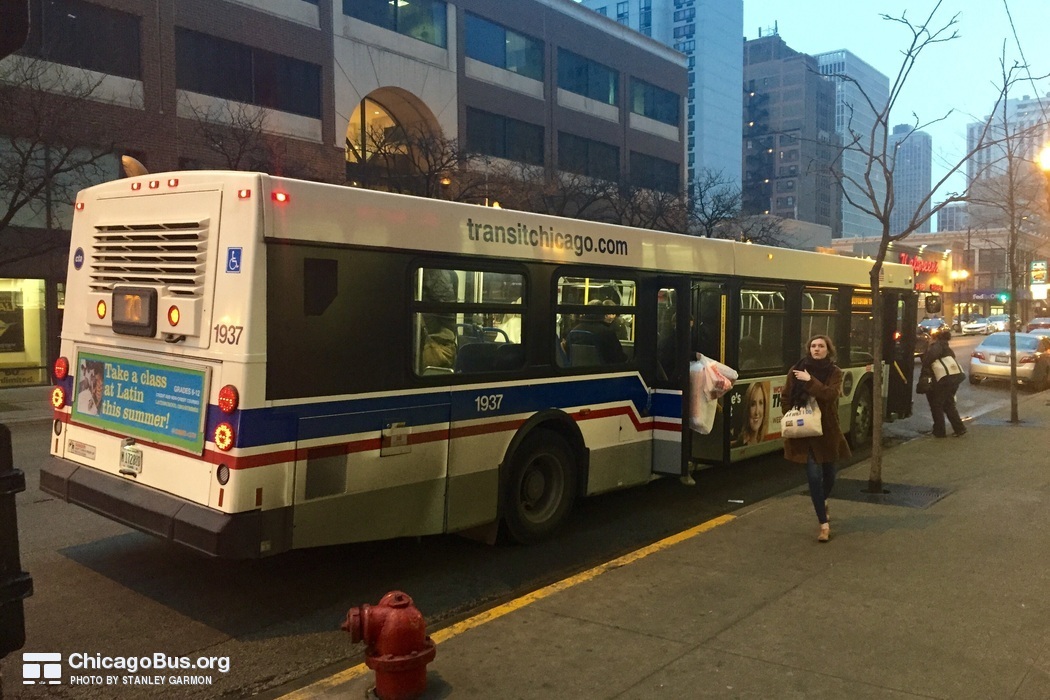 Bus #1937 at Clark and Division (Red Line Station), working route #70 Division, on April  7, 2015.