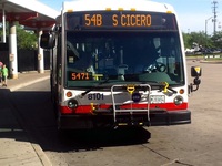 Bus #8101 at Midway Orange Line Station, working route #54B South Cicero, on July 29, 2015.