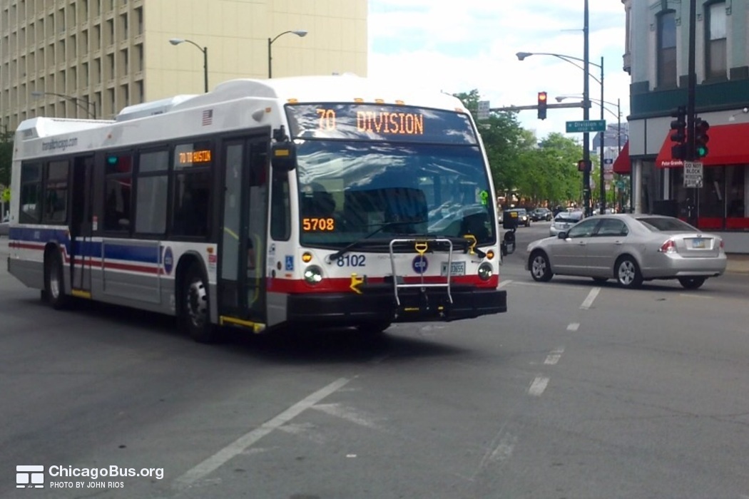 Bus #8102 at Division and Ashland, working route #70 Division, on July 31, 2015.
