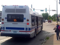 Bus #8103 at Grand and Cicero (Metra Station), working route #65 Grand, on July 28, 2015.