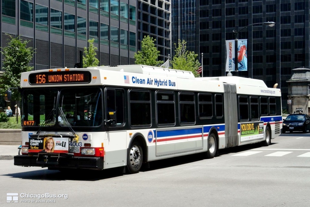Bus #4003 at Adams and Canal, working route #156 LaSalle, on July 17, 2015.