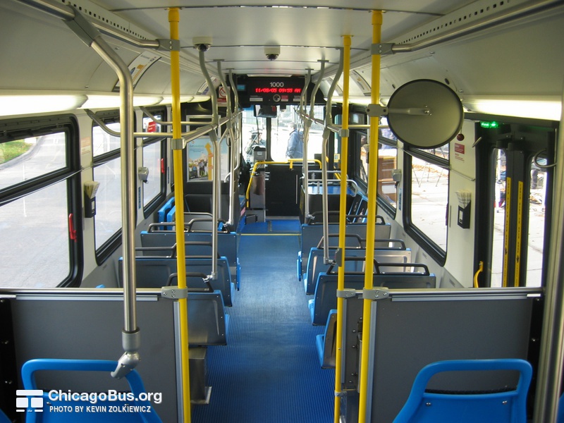 The interior of prototype bus #1000 at Navy Pier during a CTA press conference on November 2, 2005.