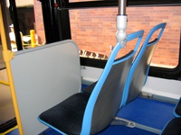 A close-up of the American Seating "Insight" seats on prototype bus #500 while at Skokie Shops on June 17, 2006.