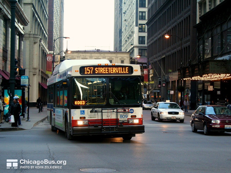 Bus #809 at Madison and State, working route #157 Streeterville/Taylor, on March 22, 2007.