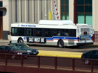 Bus #806 on Columbus Bridge, working route #124 Navy Pier, on May 25, 2010.