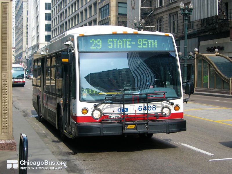 Bus #6408 at State and Adams, working route #29 State, on February 22, 2004.